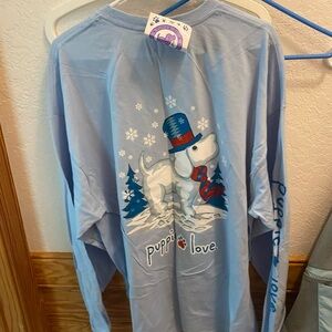 Puppie Love Blue Long Sleeve Tee XXL